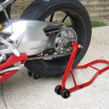 COSTWAY Portable Steel Motorcycle Stand Sport Bike Rear Wheel Lift, Red - Red - View 3