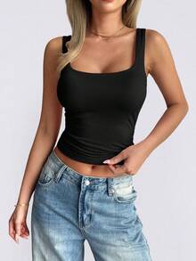 Women's Y2K Sexy Solid Color Camisole Vest, Versatile For Commuting In Summer - Black - View 5