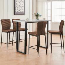 AINPECCA Barstools Set Of 2/4 Suede/Velvet Kitchen Breakfast Bar Stools, Counter Chairs,Kitchen Island Stools With Backs And Footrests - Modern High Bar Stools With Back Rest For Home Bar - Tela de gamuza marrón - Ver 7