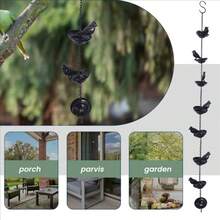 Metal Rain Chain For Outside Adjustable Rain Catcher Chain With Bell For Gutters Outside Eaves Drainage Downspout, For Divert Water And Home Display - 黑鳥雨鏈 - 查看 11
