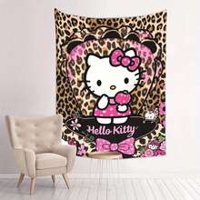 SANRIO 1 Tấm thảm treo tường - Họa tiết da báo dễ thương, treo dọc, phù hợp cho phòng ngủ, ký túc xá, phông nền tiệc, phông nền chụp ảnh - Họa tiết cổ điển trang trí nội thất, quà tặng cho người hâm mộ - Nhiều màu - Xem 5