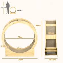 91cm Cat Exercise Wheel With Brake And Scratching Post, Made Of Oak, For Healthy Exercise And Optimal Relaxation. - Oak - View 5