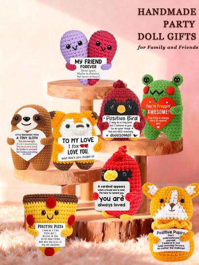 1件手工钩织桌面摆件，可爱毛绒娃娃，送给闺蜜、生日、女友、姐妹、妈妈、奶奶、同事、家人的礼物，传递正能量，母亲节礼物，柔软毛绒钥匙扣饰品