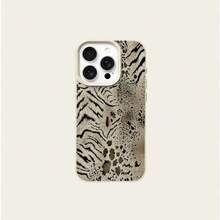 1pc TPU Material Elegant Leopard Print Patchwork Pattern Phone Case Compatible With IPhone 17 Pro Max/17/16 Pro Max/15/13/12/11, S20 FE/A15/S24/A55, Note 11/Note 12/Note 13 Pro, Full Coverage Anti-Fall Soft Protective Phone Case - White - View 5