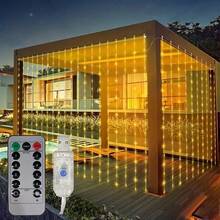 1pc USB Powered Curtain Lights, 8 Lighting Modes LED String Lights Suitable For Wedding Birthday Party House Window Camping Gazebo Decor Holiday Fairy Lights (Remote Control Batteries Not Included) - USB Plug - View 18