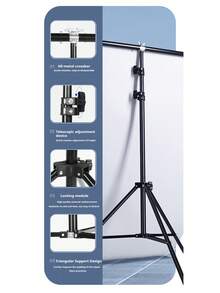 T-Shaped Photography Backdrop Stand, Adjustable Support, PVC Gradient Soft Light Paper Backdrop Frame, Photography Studio Backdrop Stand, 1.5M*2M Tripod - T01 Tripod Black - View 12