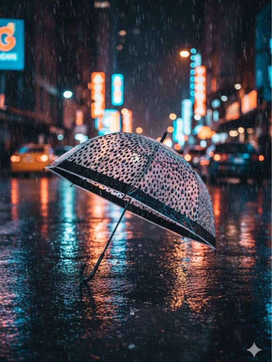 23" Transparent Umbrella With Automatic Opening - Raindrop 1 - View 1