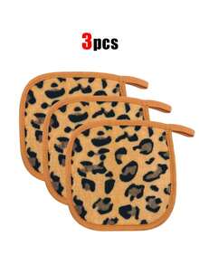 12/6/3/1pcs Set Leopard Print Soft Microfiber Facial , With Hanging Loop Makeup Remover Towels, Gentle & Skin-Friendly, Reusable Soft Flannel Makeup Remover Towels, Highly Absorbent Small Washcloth Cleaning Tools - Multicolor - View 6