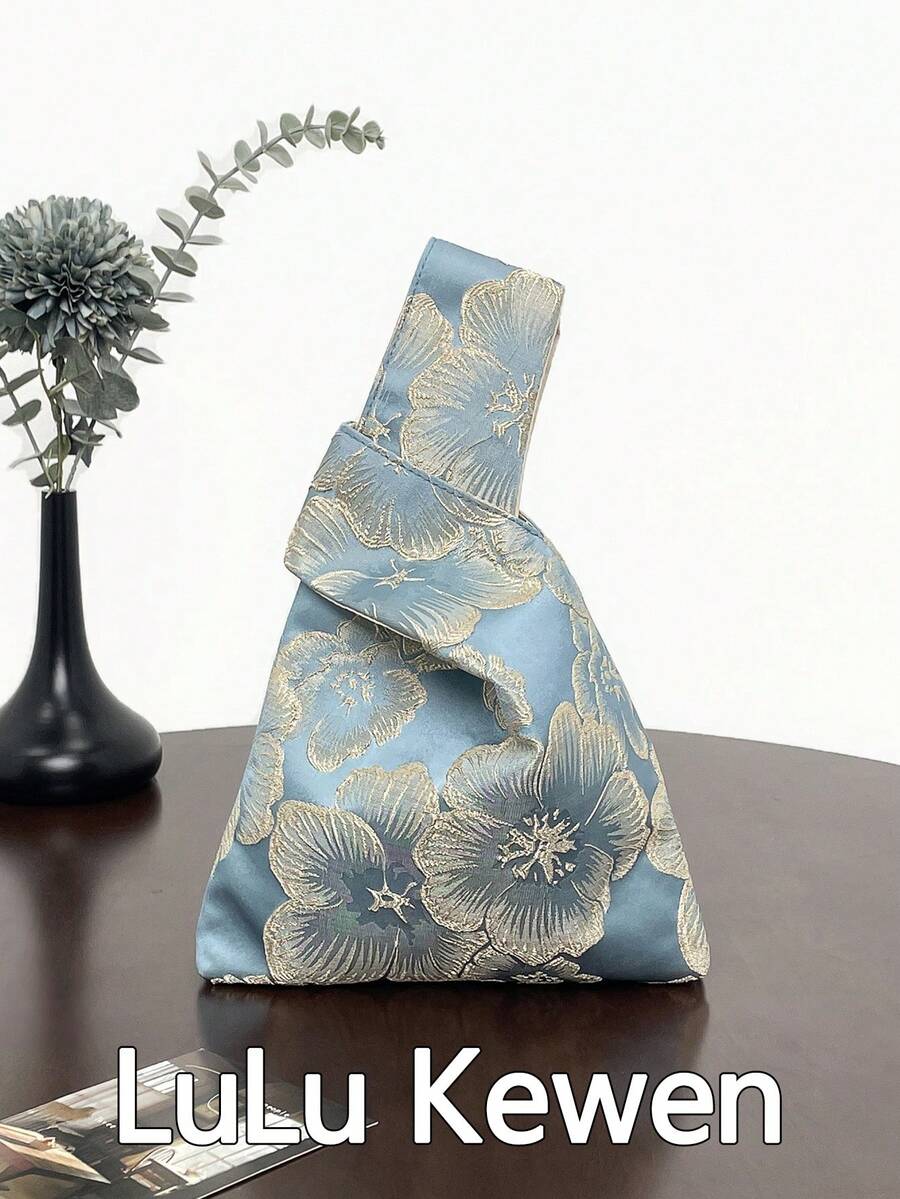 lulu kewen Túi xách mini cầm tay nữ kiểu thắt nút, 1 chiếc, họa tiết hoa, chất liệu polyester, ví màu vàng. Rất phù hợp cho thanh thiếu niên, phụ nữ, nữ sinh, học sinh, nhân viên văn phòng, thích hợp cho mua sắm, kỳ nghỉ, du lịch, dự tiệc, đi làm, hoạt động ngoài trời. Có thể đựng điện thoại di động, chìa khóa, son môi, mỹ phẩm, tiền xu, vật dụng nhỏ, sản phẩm chăm sóc da và các vật dụng cá nhân khác.