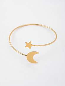 1pc Line Star & Moon Shaped Gold Metal Armband, Minimalist Classic Luxury Party Jewelry - Golden - View 6