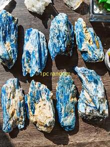 一块独特的天然水晶石，一块蓝色原石，以及一块矿物标本。 - 藍色 - 查看 14