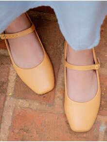 Women's Doll Shoes Square Toe Women's Shoes - 桃 - 查看 3