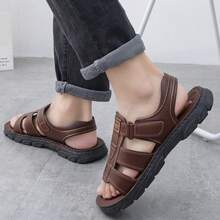 Zapatos planos para hombre elegantes y frescos, ropa de playa moderna para las salidas de verano: sandalias y chanclas para hombre. - Marrón - Ver 4