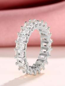 1 Buah Cincin Zirkonia Kubik Cantik untuk Wanita, Hadiah Hari Valentine, Perhiasan Pesta Ulang Tahun Pernikahan - Perak - View 14