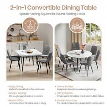 Dining Table And Chairs Set Of 4, Extendable Round Table Concrete Effect Folding Table With Upholstered Linen Chairs For Dining Room,Kitchen - Marble Decorative Table + PU Chair - View 3
