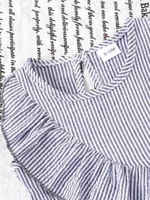 2pcs Baby/Baby GirlCasual Striped Irregular Ruffle Trim Sleeveless Top + Pants Set, Summer Outfit - Grey - View 3