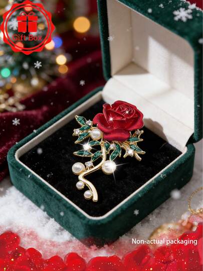 1pc 18K Gold Plated Traditional Chinese Peony Flower Brooch, Comes With Gift Box, Suitable For Christmas, Valentine's Day, All Season Gift