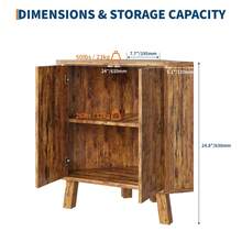 Mueble de esquina rústico con estante ajustable, mesa esquinera de madera industrial, mesa auxiliar esquinera para sala de estar y cocina. - Marrón - Ver 8