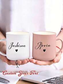 Customizable Coffee Mug, Can Add Your Photo/Name, Personalized Cup, Plastic Cup, Romantic Drinkware, Suitable For Women And Men, Ideal For Family, Friends Anniversary, Commemorative Gift, Also Suitable For Company, Personal, Office Use, Autumn/Winter And New Year Gift - Multicolor - View 2