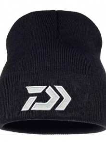 DAIWA 新款男女通用双色冬帽，加毛内衬，时尚保暖针织帽，休闲冬日帽 - 黑灰 - 查看 2