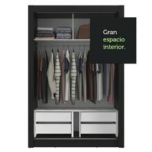 Ropero Closet Madesa Vivare Plus 2 Puertas 1 Espejo Color Negro - Negro - Ver 8