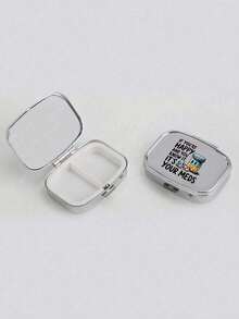 Cute Pill Bottle Letter Series Pattern Double-Layer Portable Pill Storage Box, Square Pill Box, Portable Pill Organizer Box With Compartments, Mini Metal Storage Box For Jewelry And Pills, Travel Medicine Storage Box, Large Capacity Compartments, Weekly Medication Organizer, Suitable For Daily Medicines And Vitamins, Essential For Doctors And Nurses, Emergency Needs, Travel, Hiking First Aid, Creative Gift With Cartoon Logo - Multicolor - View 6