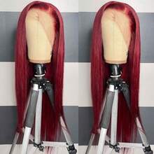 Gorgeous Neon Green Hair Synthetic Lace Front Wigs 28 Inch Pre Plucked Long Straight Hair Wigs Glueless Halloween Wigs Heat Resistant Fluorescent Green Straight Lace Front Wigs For Fashion Women For Daily Christmas Party Cosplay Use - 紅色 - 查看 1