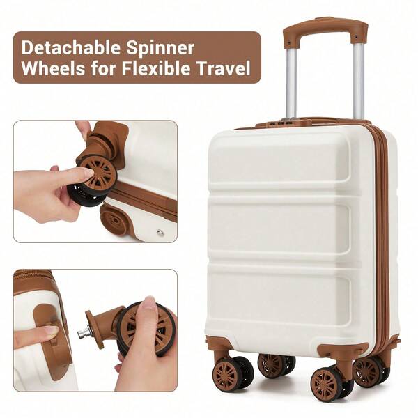 Maleta de cabina de 15 pulgadas 40x30x20 cm, equipaje bajo el asiento, carcasa rígida de ABS/PC, 4 ruedas giratorias de 360° extraíbles, cerradura de 3 dígitos, carrito de viaje ligero y pequeño para vacaciones de Navidad y Año Nuevo, viajes en solitario, escapadas de fin de semana a la ciudad, viajes de negocios, mujer, hombre