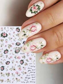 6 Flower Nail Stickers, Self-Adhesive Nail Stickers Designed With Spring And Summer Flower Petals And Leaves, Suitable For Daily And Wedding Nail Care DIY Home Salon Nail Stickers - Multicolor - View 10