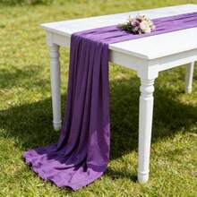 1 Piece Elastic Table Runner Wedding Arch Decoration 50*300cm Solid Color Dessert Tablecover Home Decor Reusable Washable For Anniversary ​Valentine's Day Celebration - Dark Purple - View 1