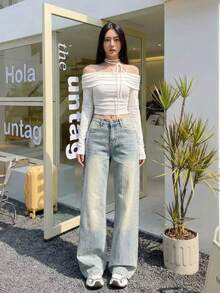 Jeans de mujer de denim desgastado, versátil y elegante para otoño/invierno - Lavado ligero - Ver 1