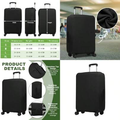 Luggage Cover Suitcases Covers Elastic Carry On Protector Washable Scratch-Resistant Fits 29-32 Inch Luggage For Travel Business Trips Black