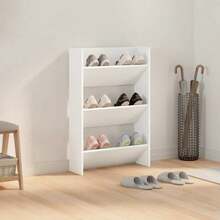 Zapatero de pared madera contrachapada bianco 60x18x90 cm per ufficio per studio per lavoro da casa con archiviazione design moderno per lavoro remoto studio universitario uso domestico per ufficio per studio per lavoro da casa con - Bianco - Visualizzare 3