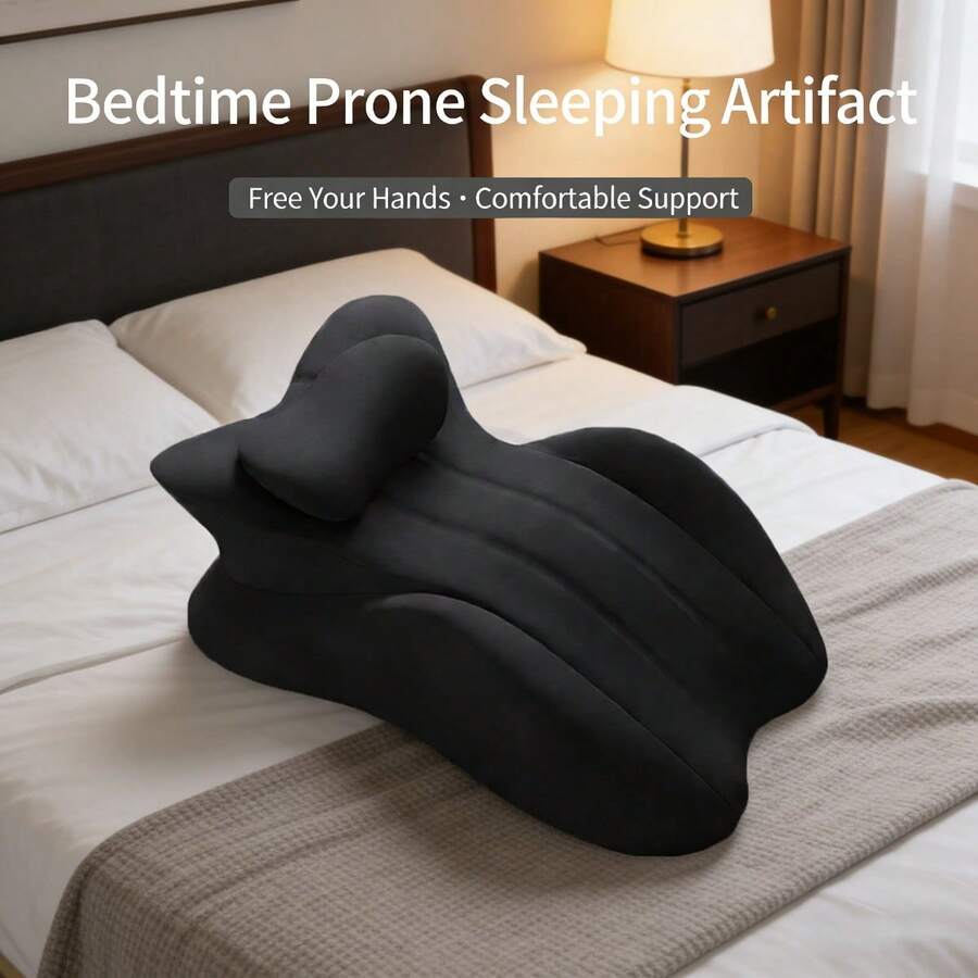 Memory Foam Ergonomic Wedge Pillow & Reading Pillow – Orthopedic Support For Neck, Back & Legs – Ideal For Sleeping, Elevating & Pressure Relief – Removable Washable Cover - 黑色 - 查看 1