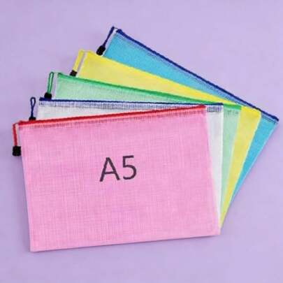 A5 Zipped Document Pouch, Transparent PVC Document Folder, Plastic Pouch, 5 Colours, Store Papers Small Objects Supplies, Cosmetics And Travel Accessories Etc (10 Pieces)