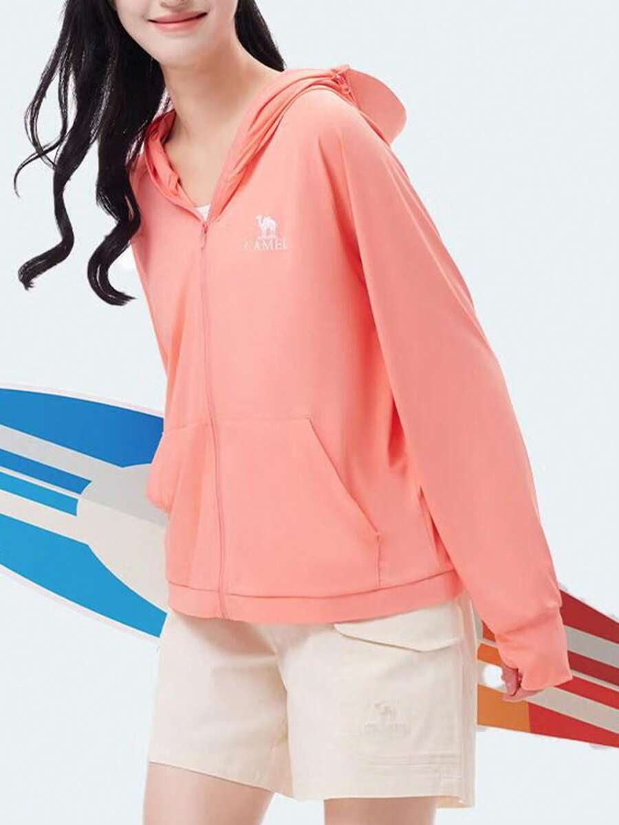 CAMEL CROWN Ropa ligera y transpirable con protección UV para mujeres, prendas de seda de hielo finas para protección solar de verano - Sandía Naranja - Ver 1