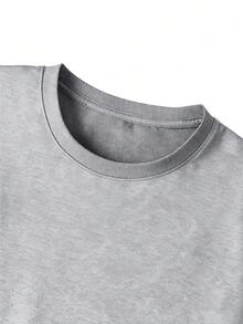 Áo thun nam tay ngắn in số, phong cách đường phố thường ngày, thích hợp cho mùa hè. - Xám - Xem 3