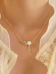1件S925纯银简约甜美花卉项链，时尚小众设计，优雅奢华锁骨链，节日礼物 - 花朵 - 查看 7