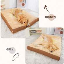 Luxury Washable Dog Bed For Medium To Large Dogs & Cats - Double-Sided Design (High & Low Options), All-Season Removable Padding, Easy-Clean Durable Polyester Fabric. XXXL Orthopedic Support Pet Couch Bed With Head Pillow, Non-Slip Base, All-Season Comfort For Medium To Large Pets - 灰色 - 查看 7