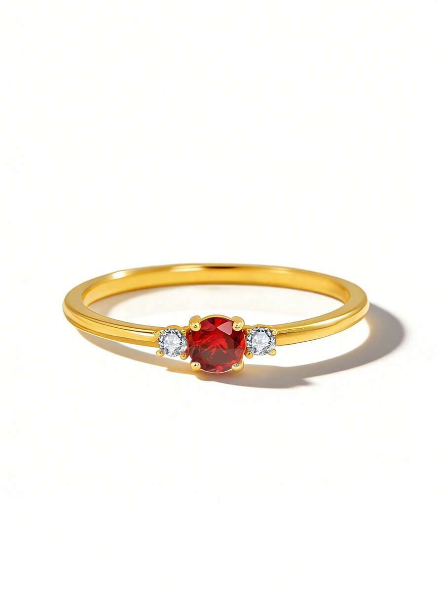 Nhẫn bạc S925 đính đá Cubic Zirconia, kiểu dáng đa năng, phù hợp đeo hàng ngày cho nữ, có thể đeo cùng nhiều nhẫn khác, món quà lãng mạn ngày Valentine. - Nhiều màu - Xem 1