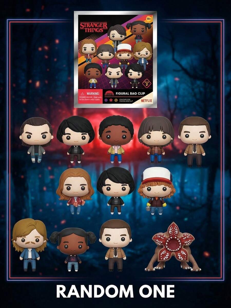 Stranger Things Official Licensed Blind Box 3D Character Pendant Bag Charm, Includes Eleven, Mike, Dustin, Lucas, Will, Max, Demogorgon And Other Anime Characters Keychain Backpack Decoration 1pc Netflix - Multicolor - View 1