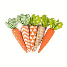 Paquete mixto de 5 piezas (1 pieza de cada uno de los 5 colores) Adornos de zanahoria de tela de Pascua, decoraciones de bandeja para el hogar, suministros de fiesta festiva, adornos hechos a mano - Multicolor - Ver 5