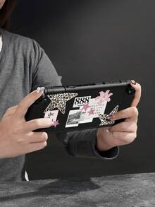 Ayotu 豹纹、星星、唇印和标语主题保护壳，适用于Switch，兼容新款Switch2(2025)/Switch NS/Switch OLED，无需取下保护壳即可安装到底座上，通用游戏手柄保护套，Switch游戏配件，防摔、防刮，秋冬浪漫/返校季礼物/圣诞礼物/情人节礼物 - 彩色 - 查看 6