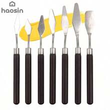 7 Peças Ferramentas Artísticas, Espátulas de Pintura a Óleo e Mistura Cabo Mogno, Presente Ideal para Amantes de Pintura - 7Pcs - Visão 3
