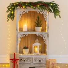 Rustic Whitewash Wooden Cabinet 120cm Home Storage Shelf Unit Free Shipping - Multicolor - View 1