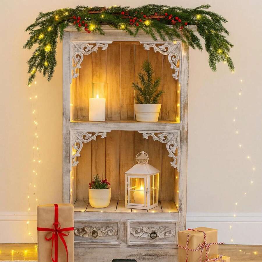 Rustic Whitewash Wooden Cabinet 120cm Home Storage Shelf Unit Free Shipping - Multicolor - View 1