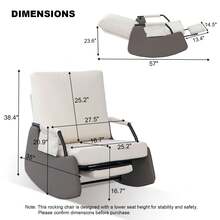 Rocking Recliner Chair for Adults, Modern Upholstered Plush Seating Glider Recliner Chair with Side Pocket, Three Levels of Adjustment, Modern Nursery Accent Sofa Chairs, White - Blanco - Ver 2