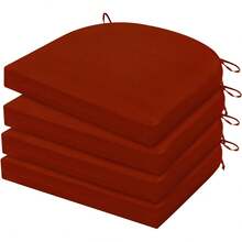 Juego de 6 cojines para sillas de exterior, resistentes al agua, cojines para sillas de patio con lazos, cojines de asiento para exteriores para muebles de patio, 17"x16"x2", azul marino - Beis - Ver 24