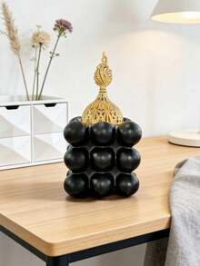 1 pieza Soporte de vela en forma de cubo geométrico de resina en color dorado/blanco/negro, decoración del hogar creativa, regalo del Día de San Valentín - Multicolor - Ver 13