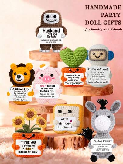 1个手工钩织桌面摆件，可爱设计，送给闺蜜、生日、女友、姐妹、妈妈、奶奶、同事、家人的礼物，传递正能量，母亲节礼物，柔软毛绒玩偶装饰，钥匙扣